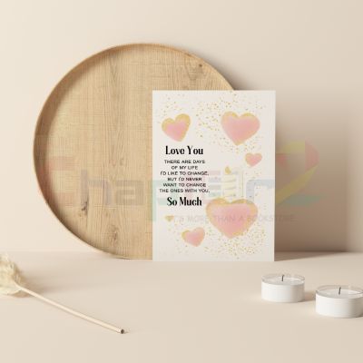 "Love You So Much" Romantic Glitter Heart Greeting Card