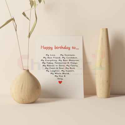 romantic happy birthday greeting card featuring heartfelt message and red heart design