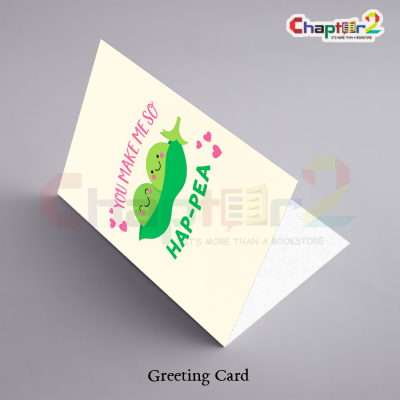 "You Make Me So Hap-Pea" Cute Peas In A Pod Food Pun Romantic Greeting Card 3 card 46b