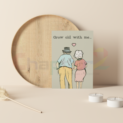 cute elderly couple holding hands grow old with me i love you greeting card