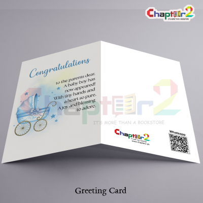 baby boy greeting card featuring congratulations baby carriage design