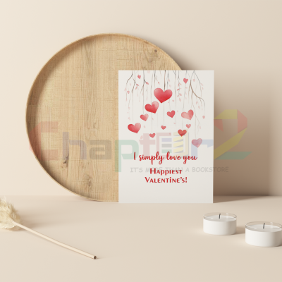 romantic i love you greeting card featuring watercolor hanging red hearts