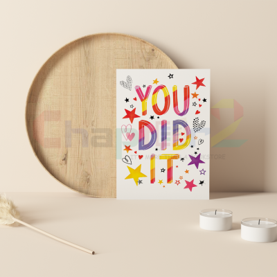 best wishes greeting card featuring you did it colorful stars design