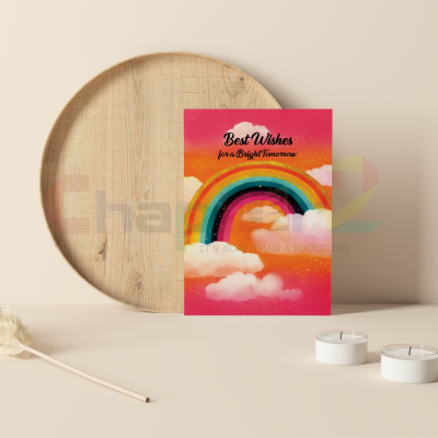 best wishes greeting card featuring rainbow sunset bright tomorrow design