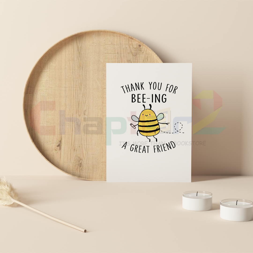 card 8d best wishes greeting card featuring thank you for bee-ing a great friend cute bee design