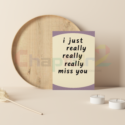 cute playful typography i just really really really I miss you greeting card with purple polka dot borders