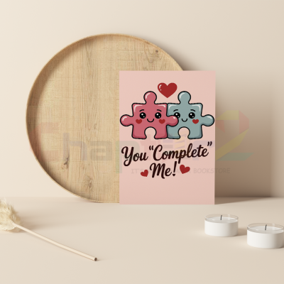 cute interlocking puzzle pieces you complete me i love you greeting card