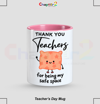 Customized Teacher Day Mug with cute floral cushion and thank you teachers message