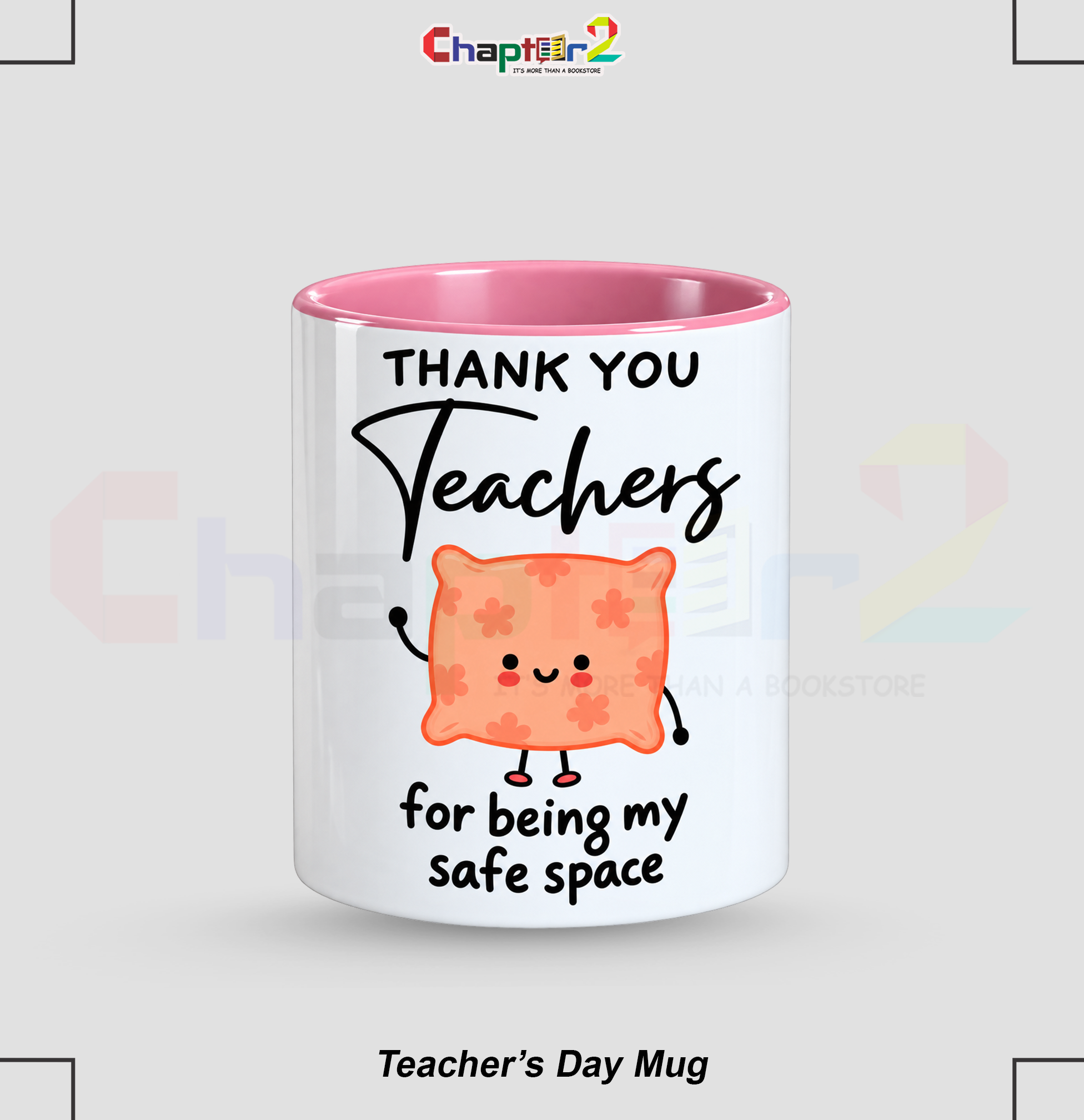 3c Customized Teacher Day Mug with cute floral cushion and thank you teachers message