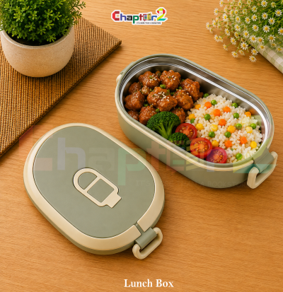 sage green insulated stainless steel bento lunch box with steam vent and lock handles