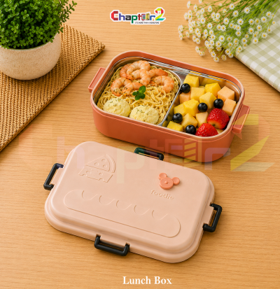 open peach 2 compartment stainless steel foodie bento lunch box