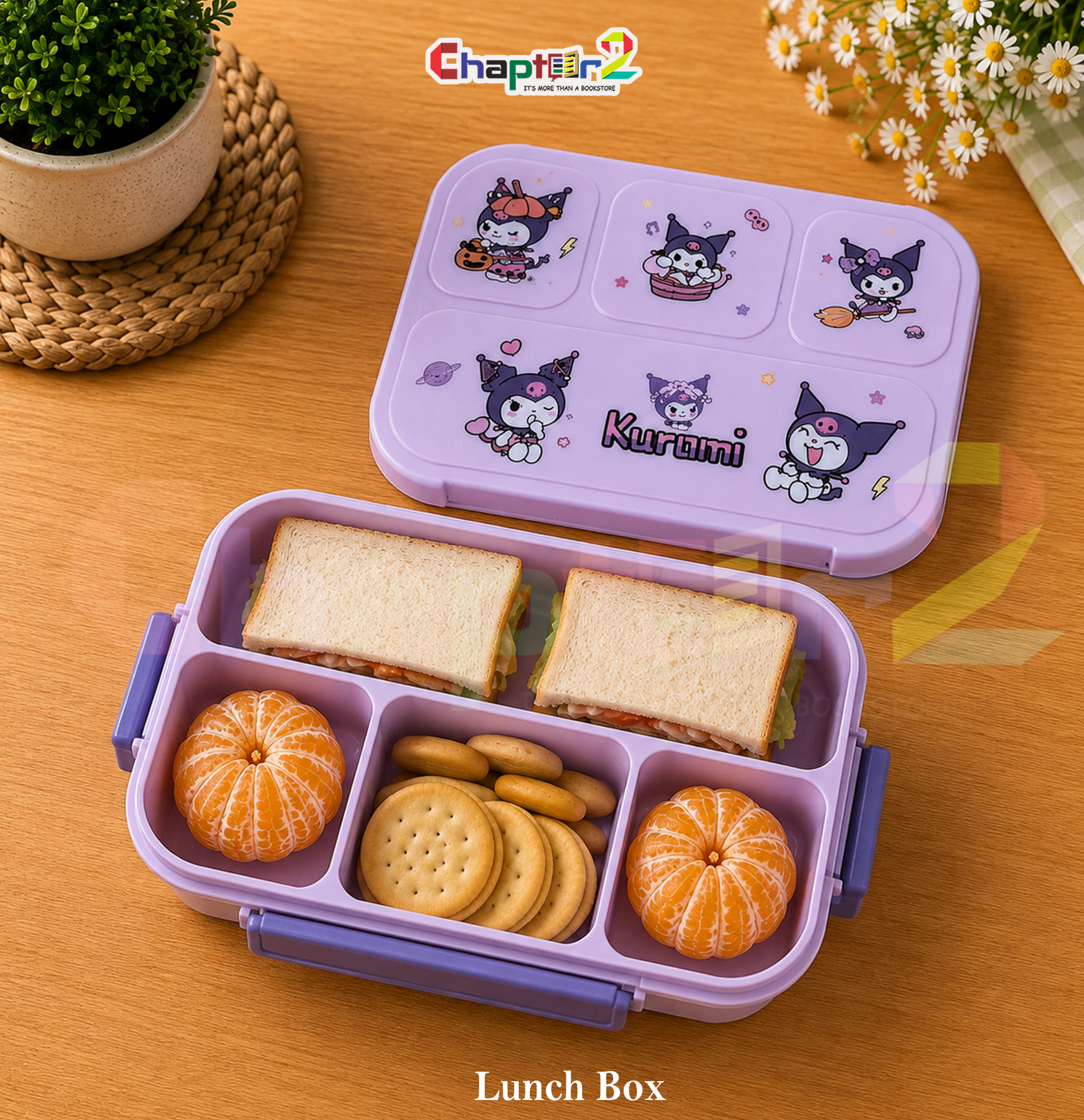 51015688 (0) open lavender purple cute kuromi 4 compartment bento lunch box