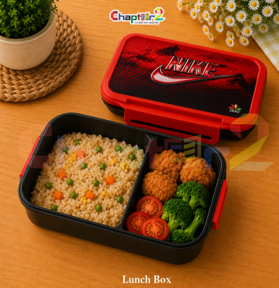 open black and red sport 2 compartment bento lunch box