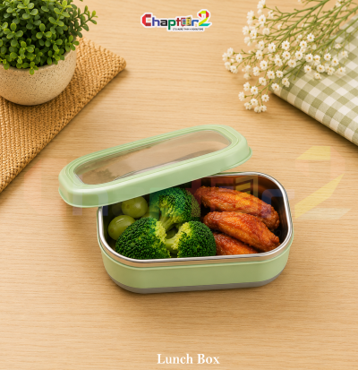 open mint green stainless steel compact bento lunch box