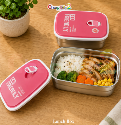 open 2 piece pink stainless steel eco friendly bento lunch box