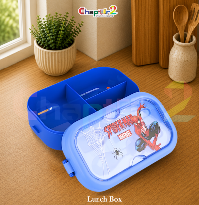open spiderman marvel 3 compartment kids blue bento lunch box