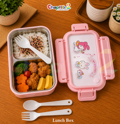 pink my melody 2 compartment stainless steel kids bento lunch box
