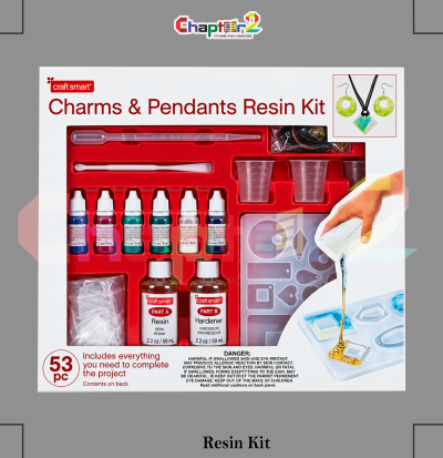 Craft Smart charms resin kit with multi-cavity silicone jewelry mold, pigment inks, and earring findings