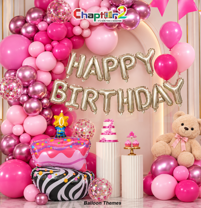 Pink birthday cake balloon arch party decoration kit with zebra pillow cake foil balloon, silver letters, and pink confetti