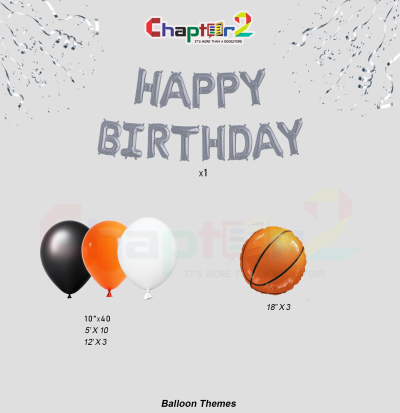 Basketball Balloon Arch Birthday Kit with Silver Letter and Basketball Foil Balloons 2 5402031b