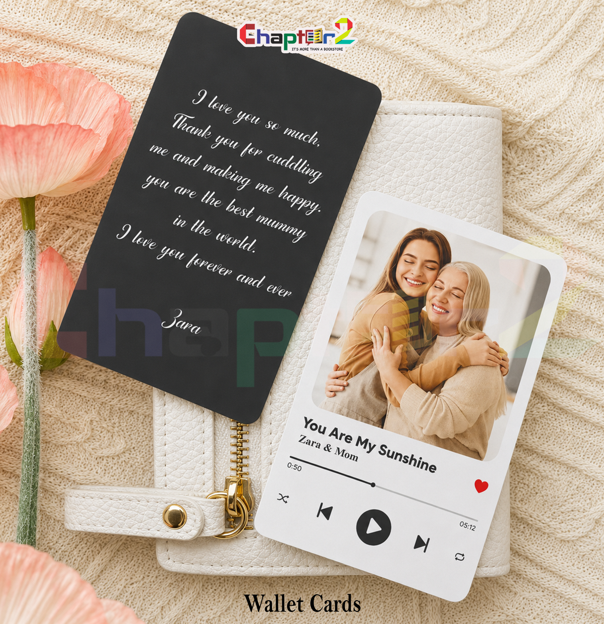 8a front view of mother and daughter hard plastic wallet card in music player layout playing you are my sunshine