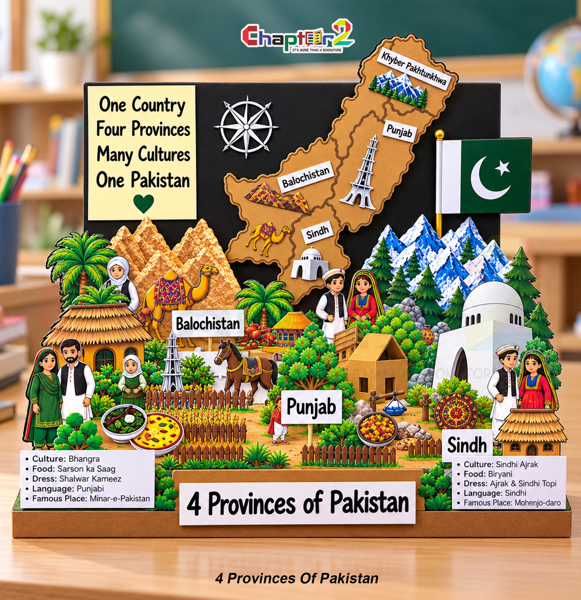 1b 3d student project 4 provinces of pakistan model customized according to customer requirements showcasing punjab sindh balochistan and khyber pakhtunkhwa culture for school exhibition