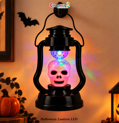 skull halloween lantern led colorful disco light decor