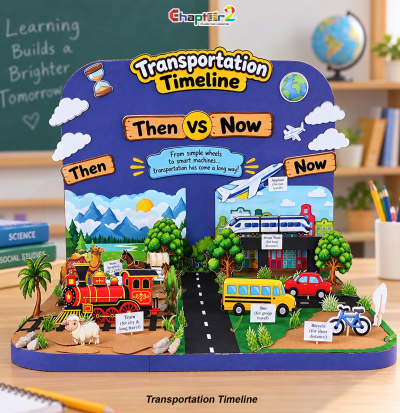 3d student project transportation timeline customized according to customer requirements comparing vintage and modern transport for school exhibition