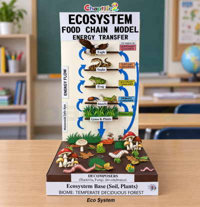 3d student project ecosystem food chain model customized according to customer requirements with trophic levels producers consumers and decomposers for school science exhibition